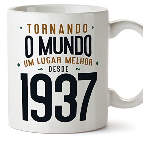 MUGFFINS Tazas 1937 Cumpleaños - En Portugués - Tornando o Mundo um Lugar Melhor - 11 oz / 330 ml...