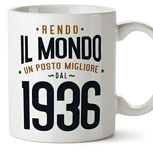 MUGFFINS Tazas 1936 Cumpleaños - En Italiano - Rendo il Mondo un Posto Migliore - 11 oz / 330 ml -...