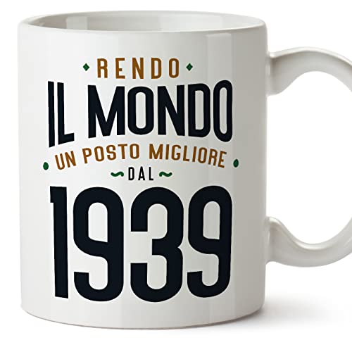 MUGFFINS Tazas 1939 Cumpleaños - En Italiano - Rendo il Mondo un Posto Migliore - 11 oz / 330 ml -...