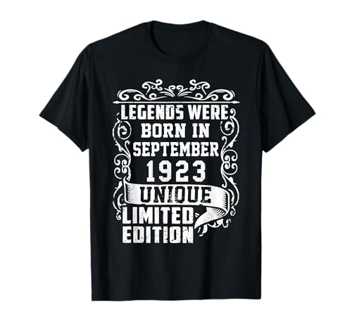 Cumpleaños Septiembre 1923 Edición Limitada Regalo Vintage Camiseta