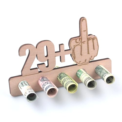 Regalo de 30 cumpleaños de Dinero de Madera 29 + 1 Dedo Medio,Decoración de 30 Cumpleaños Libro...