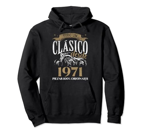 Nacido en 1971 - 53 Años Cumpleaños Moto Biker Hombre Motero Sudadera con Capucha