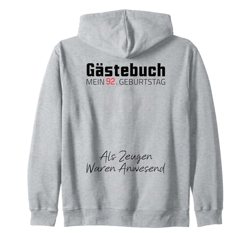 Gästebuch Mein 92. Geburtstag Libro de visitas Firma Sudadera con Capucha