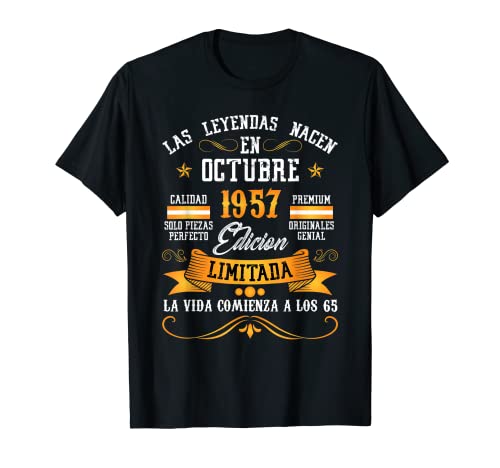 Leyendas Octubre 1957 65 Años 65 Cumpleaños Hombre Mujer Camiseta