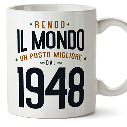 MUGFFINS Tazas 1948 Cumpleaños - En Italiano - Rendo il Mondo un Posto Migliore - 11 oz / 330 ml -...