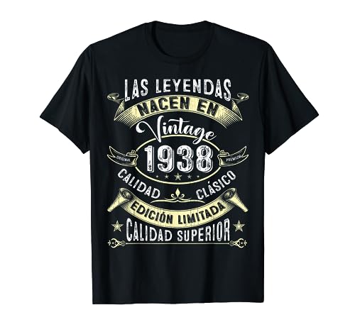 Las Leyendas Nacen En 1938 85 Años Cumpleaños Hombre Regalo Camiseta