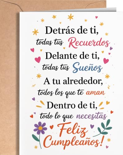 Tarjeta Felicitación de Cumpleaños para familiar o amigo - Tarjeta Feliz Cumpleaños Original -...