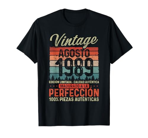 Agosto 1989 Vintage Regalo 36 Años Cumpleaños Hombre Camiseta