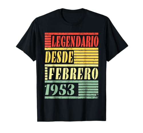 72 Cumpleaños Hombre 72 años Hecho En 1953 Febrero Camiseta
