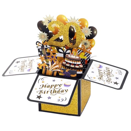 Tarjeta Emergente 3D de Feliz Cumpleaños, Caja Emergente Colorida de Cumpleaños con Sobre y...