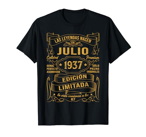 Regalo Hombre 87 Años Las Leyendas Nacen En Julio 1937 Camiseta