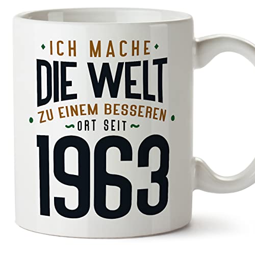MUGFFINS Tazas 1963 Cumpleaños - En Alemán - Ich Mache Die Welt zu Einem Besseren - 11 oz / 330 ml...
