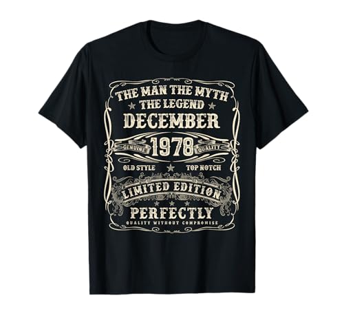 Diciembre de 1978 Regalos de cumpleaños número 47 para Hombres de 47 años Camiseta