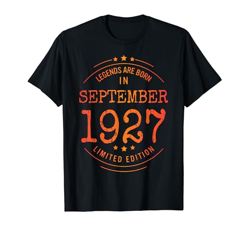 Cumpleaños Septiembre 1927 Edición Limitada Regalo Vintage Camiseta