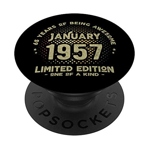 Regalo 65 años Cumpleaños Hombre Mujer - Enero 1957 PopSockets PopGrip Intercambiable