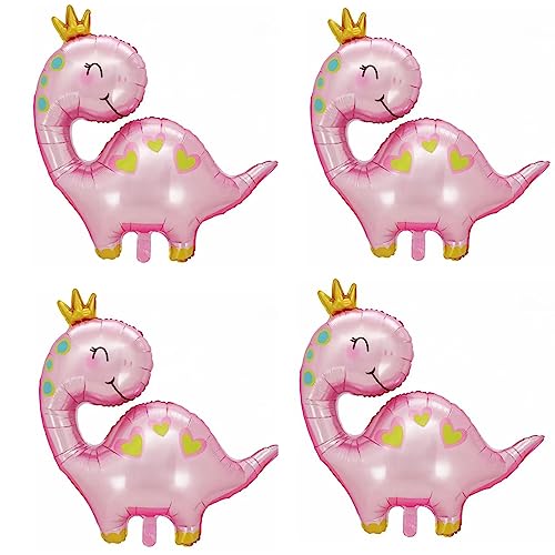 4 globos de dinosaurio rosa 86 x 88 cm, globos de dianosaurio rosa para decoración de fiestas, cumpleaños, guardería, accesorios de decoración