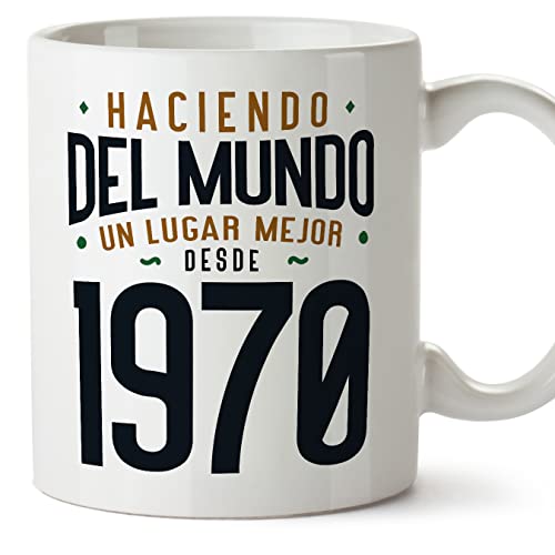 MUGFFINS Tazas 1970 Cumpleaños - En Español - Haciendo del Mundo un Lugar Mejor - 11 oz / 330 ml - Regalo original y divertido