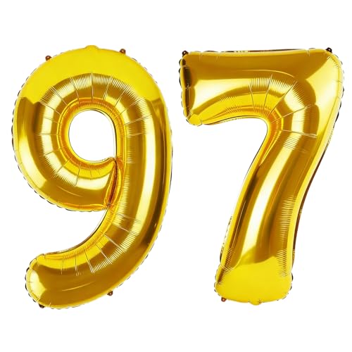 Globos de 40 pulgadas con el número 97 para decoraciones de fiesta de cumpleaños 97, globos...