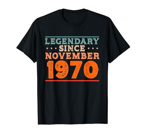Legendario desde noviembre de 1970 retro vintage fiesta de cumpleaños Camiseta