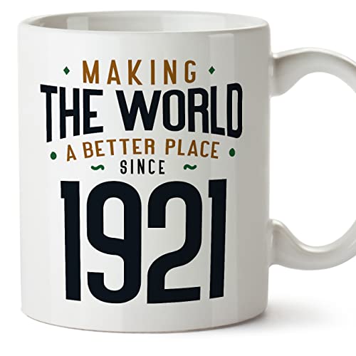 MUGFFINS Tazas 1921 Cumpleaños - En Inglés - Making the World a Better Place - 11 oz / 330 ml -...