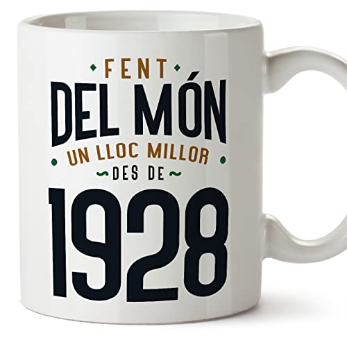 MUGFFINS Tazas 1928 Cumpleaños - En Catalán - Fent del Món un Lloc Millor - 11 oz / 330 ml -...