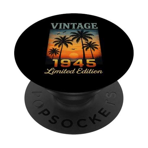 Vintage 1945 Edición Limitada Retro Palma 80 Años Cumpleaños PopSockets PopGrip Adhesivo