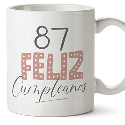 MUGFFINS Tazas 87 Cumpleaños - En Español - ¡Feliz Cumpleaños! Rosa - 11 oz / 330 ml - Regalo...