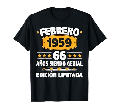 Febrero 1959 66 Años Hombre Cumpleaños Regalo Febrero 1959 Camiseta