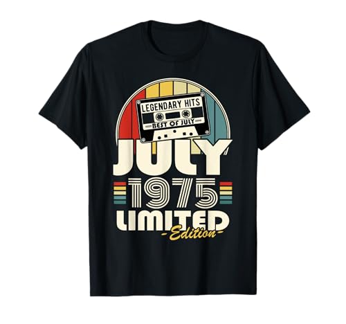 Vintage Cumpleaños 50 Años Hombres Mujeres Nacido En Julio 1975 Camiseta