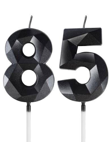 mciskin Velas negras de 85 cumpleaños, decoraciones de 85 cumpleaños para mujeres y hombres, vela...