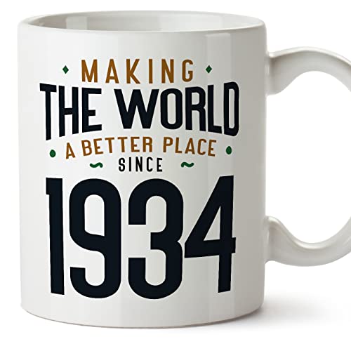 MUGFFINS Tazas 1934 Cumpleaños - En Inglés - Making the World a Better Place - 11 oz / 330 ml -...