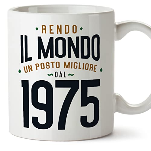 MUGFFINS Tazas 1975 Cumpleaños - En Italiano - Rendo il Mondo un Posto Migliore - 11 oz / 330 ml -...