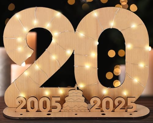 Giftota 2025 Original 20º Regalo de Cumpleaños Mujeres y Hombres - Libro de Visitas de Madera con...