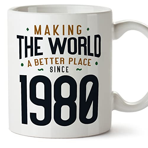 MUGFFINS Tazas 1980 Cumpleaños - En Inglés - Making the World a Better Place - 11 oz / 330 ml -...