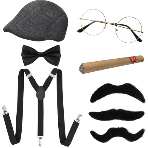 JSTHHTT Disfraz de 8 piezas para adultos de los años 20, juego de accesorios de disfraz de Gatsby...