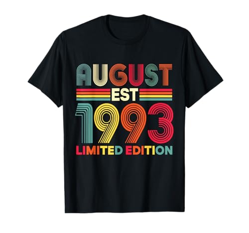 Retro Agosto 1993 Edición Limitada 33 Años 33 Cumpleaños Camiseta