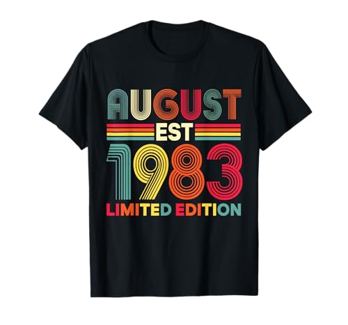 Retro Agosto 1983 Edición Limitada 43 Años de Edad 43 Cumpleaños Camiseta