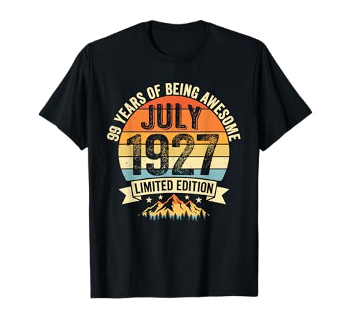 Decoraciones Vintage de cumpleaños 99 para Hombre, 99 años, 1927, 99 cumpleaños Camiseta