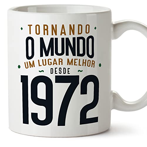MUGFFINS Tazas 1972 Cumpleaños - En Portugués - Tornando o Mundo um Lugar Melhor - 11 oz / 330 ml...