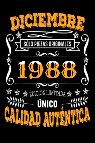 CUADERNO, diciembre 1988, 34 Años Siendo Genial: Regalo de 34 cumpleaños para mujeres y hombres,...