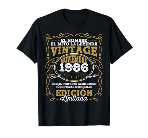 Noviembre 1986 Vintage - 39 Años Regalo Cumpleaños Hombre Camiseta