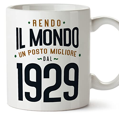 MUGFFINS Tazas 1929 Cumpleaños - En Italiano - Rendo il Mondo un Posto Migliore - 11 oz / 330 ml -...
