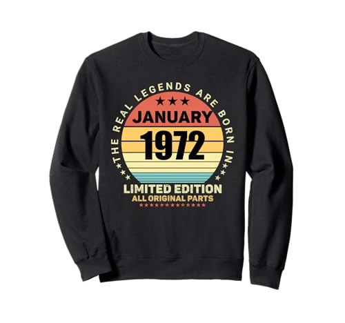 Real Legends Nació En Enero 1972 Retro Cumpleaños Sudadera