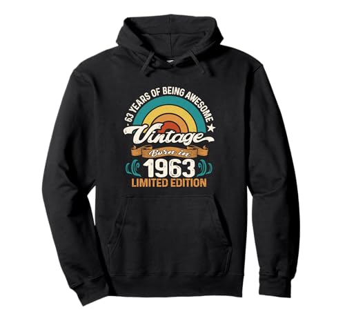 Retro Sunset 63 Years of Awesome Born 1963-63 cumpleaños Sudadera con Capucha