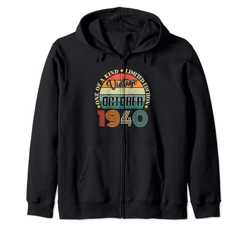 84 Años Vintage Octubre 1940 84 Cumpleaños Retro Sudadera con Capucha