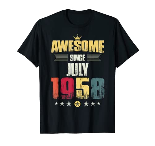 Regalo de fiesta de cumpleaños 61 hombres mujeres, impresionante desde julio de 1958 Camiseta