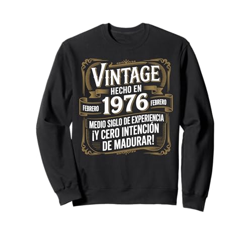 Hombre 50 Años Cumpleaños Retro Vintage Febrero 1976 Sudadera