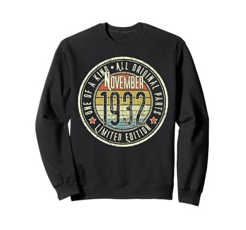 93 Cumpleaños Vintage Noviembre 1932 Retro Edición Limitada Sudadera