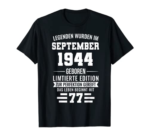 77 cumpleaños de septiembre de 1944, 77 años. Camiseta