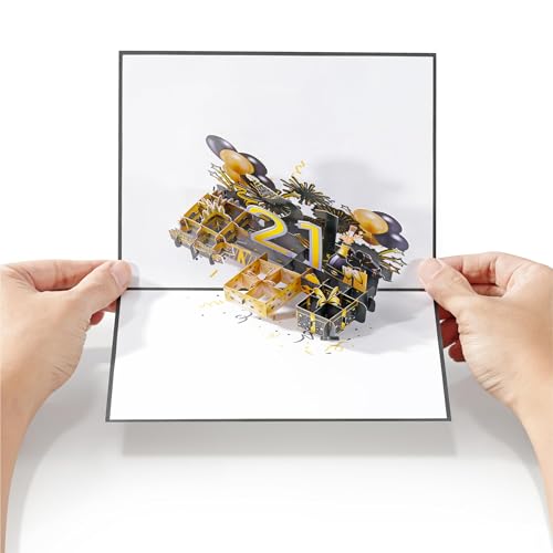 Diese Klappkarten Tarjeta 21 cumpleaños 3D - Tarjeta cumpleaños original Pop-Up con desplegable -...